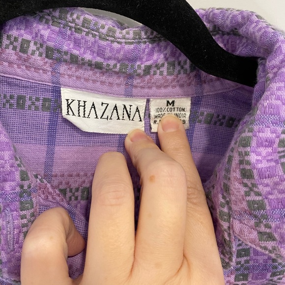 •2/$35• VTG 80s/90s Purple Plaid Short Sleeve Oversized Button-Down Shirt - Picture 3 of 5